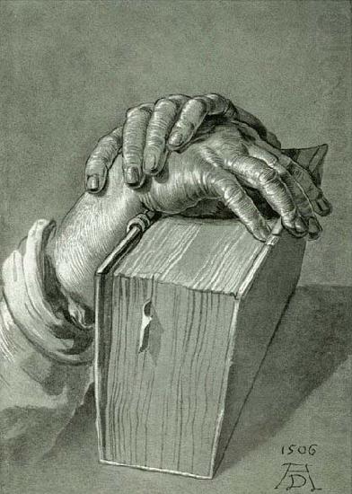 Albrecht Durer Hand Study with Bible - Drawing